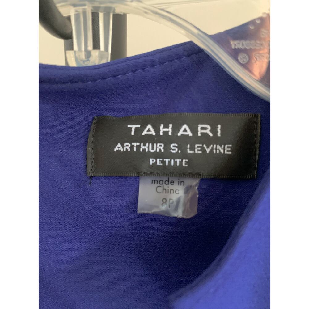 Tahari Arthur S. Levine Royal Blue Split V-Neck Sheath Dress Womens 8P Petite - Picture 7 of 7
